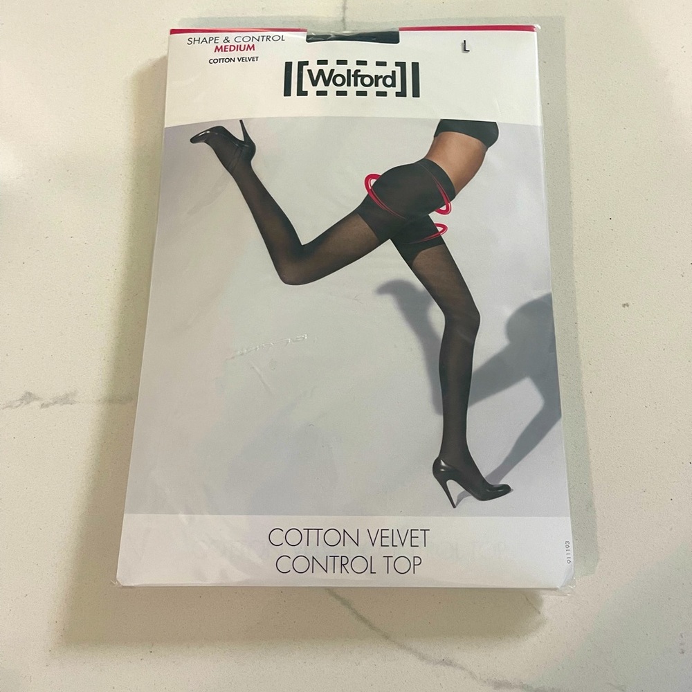 Wolford Shape and Control Cotton Velvet control top tights, large